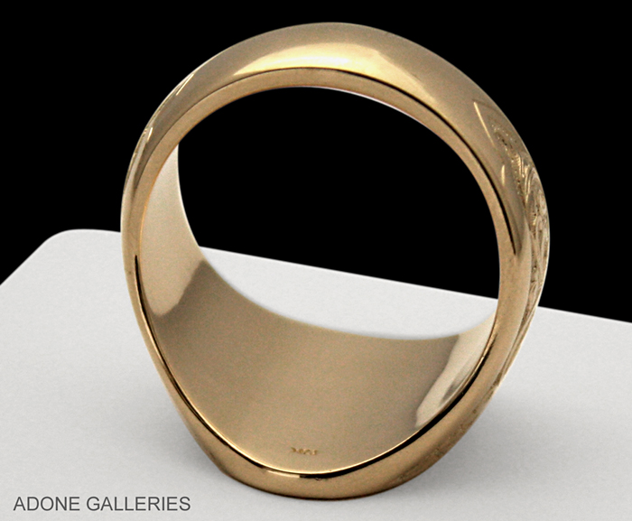 master mason hand engraved gold signet ring